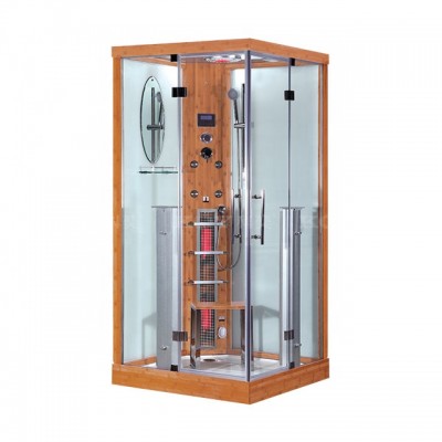 K017  bamboo profile modern style  infrared sauna shower combination sauna room steam shower for 1person